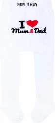 Baumwoll-Strumpfhose New Baby weiß I Love Mum and Dad (0–3 M)