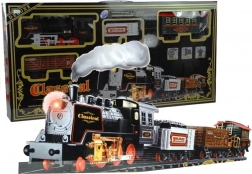 Große elektrische Eisenbahn mit Waggons und Effekten