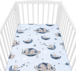 Baumwoll-Spannbettlaken für Babybett NEW BABY Teddy Bear in Space 120 × 60 cm