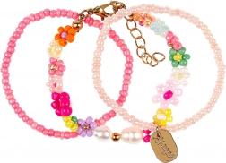 Armbänder mit Blumenmotiv rosa - 3 Stk