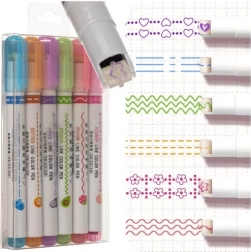 Set dekorativer Muster- und Schraffur-Marker 6 Stk. MAALEO