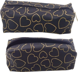 Federmäppchen schwarz mit goldenen Herzen