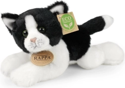Plüschkatze weiß‑schwarz liegend 16 cm RAPPA eco friendly