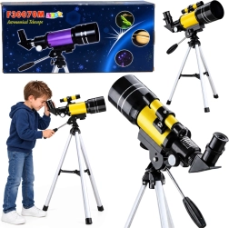 Astronomisches Teleskop für Kinder mit Stativ, 70 mm und bis zu 150-facher Vergrößerung