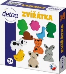 Set aus Holztierschens im Kästchen