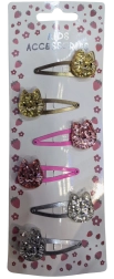 Pink Set glitzernder Haarspangen mit Kätzchen, 6 Stk.