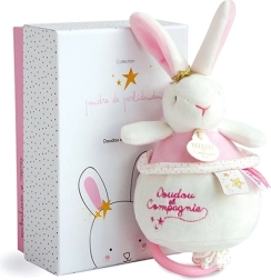 Geschenkset – Plüschiger rosafarbener Hase mit Melodie 14 cm