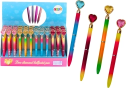 Kugelschreiber mit Diamantherz, blaue Tinte 0,7 mm – Farbmix