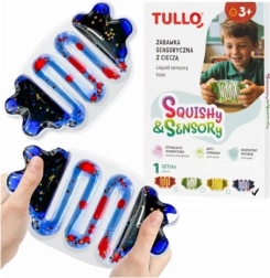 Sensorischer Anti-Stress-Quetschball mit blauer Flüssigkeit und Glitzer