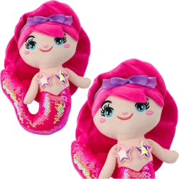 Plüsch Meerjungfrau mit Paillettenflosse in kräftigem Pink 28 cm