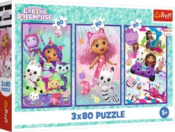 Puzzle 3×80 – Bunte Tage mit GABBY (Gabbys Katzenhaus)