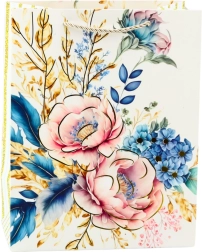 Geschenktasche mit Blumen und goldenen Elementen