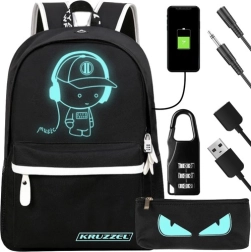 Wasserabweisender Rucksack mit USB und leuchtendem Motiv KRUZZEL 19 l