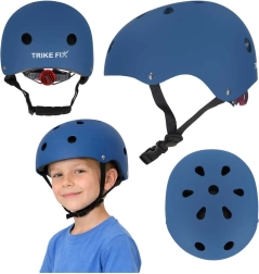 Kinderfahrradhelm TRIKE FIX mit LED, Größe S 48–54 cm, dunkelblau