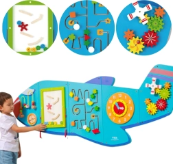 Holz-Wand-Sensoriktafel Flugzeug VIGA Montessori