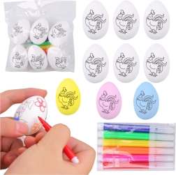 Styropor-Ostereier zum Bemalen mit Filzstiften, Hahn – 6 Stk.