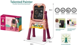 Kinder-Kunsttafel 48-tlg – rosa, beidseitig, Kreide- und Magnettafel