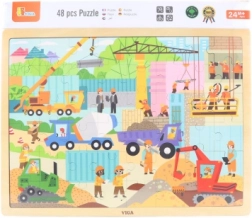 Holzpuzzle mit 48 Teilen – Baumaschinen