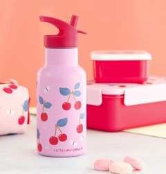 Edelstahl-Trinkflasche mit Kirschmotiv 350 ml