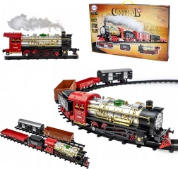 Woopie klassischer elektrischer Zug mit Geräuschen, Lichtern und Rauch – Set mit 29 Teilen