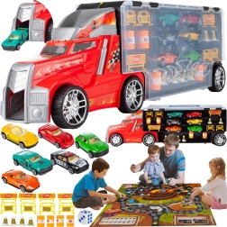 Lastwagen mit Autos, 23-teiliges Set