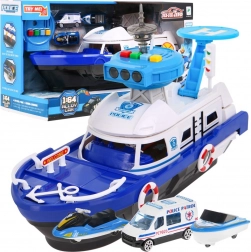 Interaktives Polizeiboot 2 in 1 mit Stauraum und Lichtern und Geräuschen