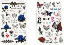 Temporäre Tattoo-Aufkleber für Mädchen – Motivmix, Bogen 25 cm