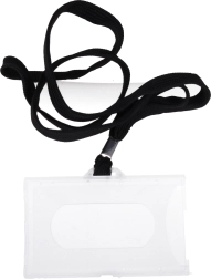 Namensschild zum Umhängen mit 45 cm langer Kordel – schwarz oder dunkelblau