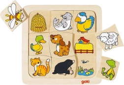 GOKI Holz-Steckpuzzle „Wer wohnt wo?“, 9 Teile