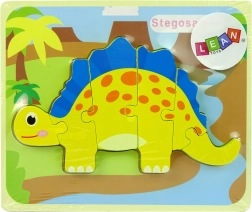 Holzpuzzle Dinosaurier – gelber Stegosaurus oder gelber Oviraptor