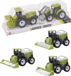 Mähdrescher mit Traktor auf Rückzugantrieb