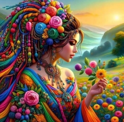 Diamantmalerei – Mädchen in Farbenpracht 30 × 40 cm