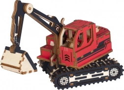 Holz-3D-Puzzle Bagger rot