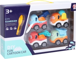 Schraubbare Baufahrzeuge, Set mit 4 Stück, 7 cm