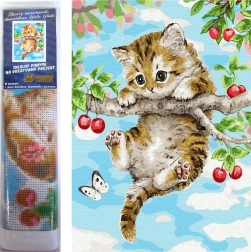 Norimpex Diamantmalerei Kätzchen auf Kirsche 30x40cm