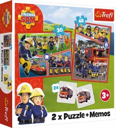 Puzzle 2v1 Feuerwehrmann Sam mit Memo-Spiel