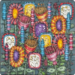 Quadratisches Puzzle CURIOSI Q Silver – bunte Blumen, 72 Teile