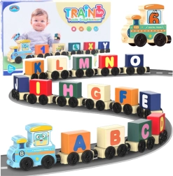 Lern-Bauset Zug mit Buchstaben und Zahlen, bunt, 16 Teile