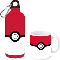 Set aus Becher und Flasche mit POKÉMON Poké-Ball-Motiv