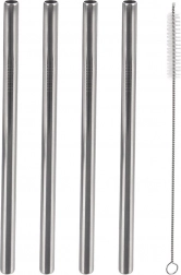 Edelstahl-Trinkhalme mit Bürste 21,5 cm – Set 5 Stk.
