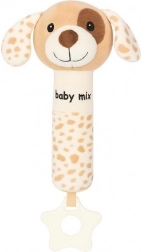Plüsch-Rasselspielzeug mit Quietsche BABY MIX – brauner Hund