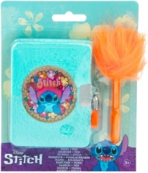Plüsch-Tagebuch Disney Stitch mit Schloss und flauschigem Stift
