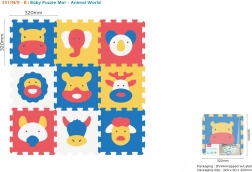 Schaumpuzzle-Spielmatte mit Tieren, 9 Stk., EVA, ab 10 Monaten, 3D-Formen bauen