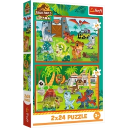 Puzzle 2x24 Kleine Dinosaurier Universal Jurassic World Trefl