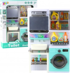 Kinder-Badezimmer mit Waschmaschine, Waschbecken sowie Licht- und Soundeffekten