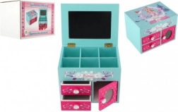 Prinzessinnen-Schmuckkästchen aus Holz mit Spiegel und 3 Schubladen
