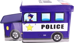 Spielzeugcontainer mit Pouf – Polizeiauto