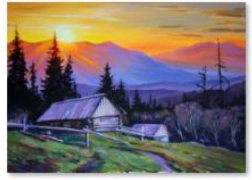Diamantmalerei – Berge bei Sonnenuntergang 40 × 30 cm
