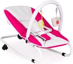 Klappbare Babywippe mit Spielzeug, weiß-rosa