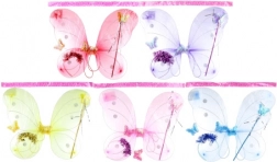 Schmetterlingsflügel mit Glitzer – Set mit Haarreif und Zauberstab